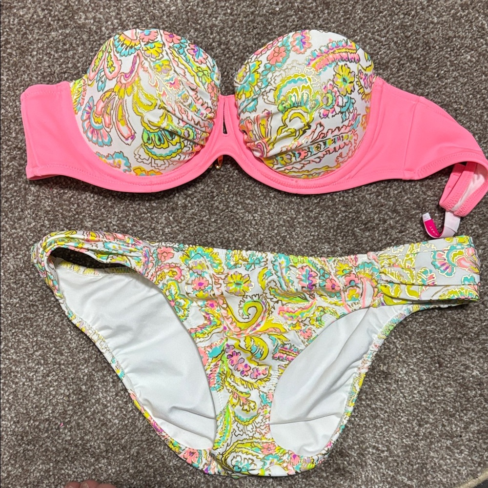 Victoria's Secret Pink and Multicolor Paisley Bikini